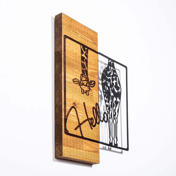 Wallity Hello Accesorio Decorativo de Pared en Negro y Nogal Claro Wallity Hello Accesorio Decorativo de Pared en Negro y Nogal Claro